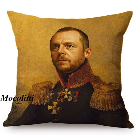 Military Generals Oil Painting Art Decorative Throw Pillow Case Celebrity Star General Costume Design Bedroom Sofa Cushion Cover K177-13