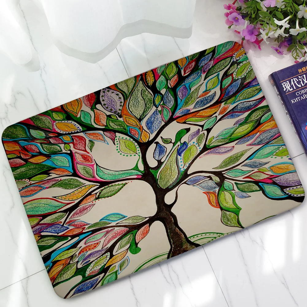 Abstract Tree Painted Rubber Mats Bathroom Floor Door Mats Entrance Door Anti-slip Bathroom Bath Mats Kitchen Area Rug