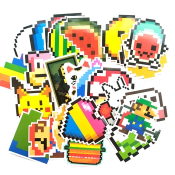 

25PCS Cartoon Mario Pixel Style Sticker For Car Laptop Luggage Skateboard Backpack Tables Case Decal Kids Toy Sticker