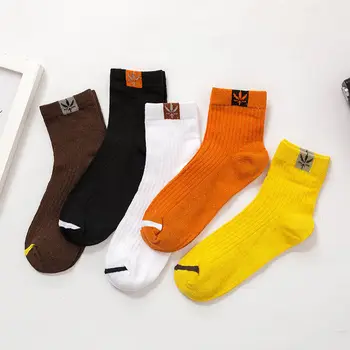 

New 5 Pairs/Lot Male Summer Winter Breathable Socks Mixed Color Cotton Crew Socks Free Size Casual Men Ankle Socks Men Gift
