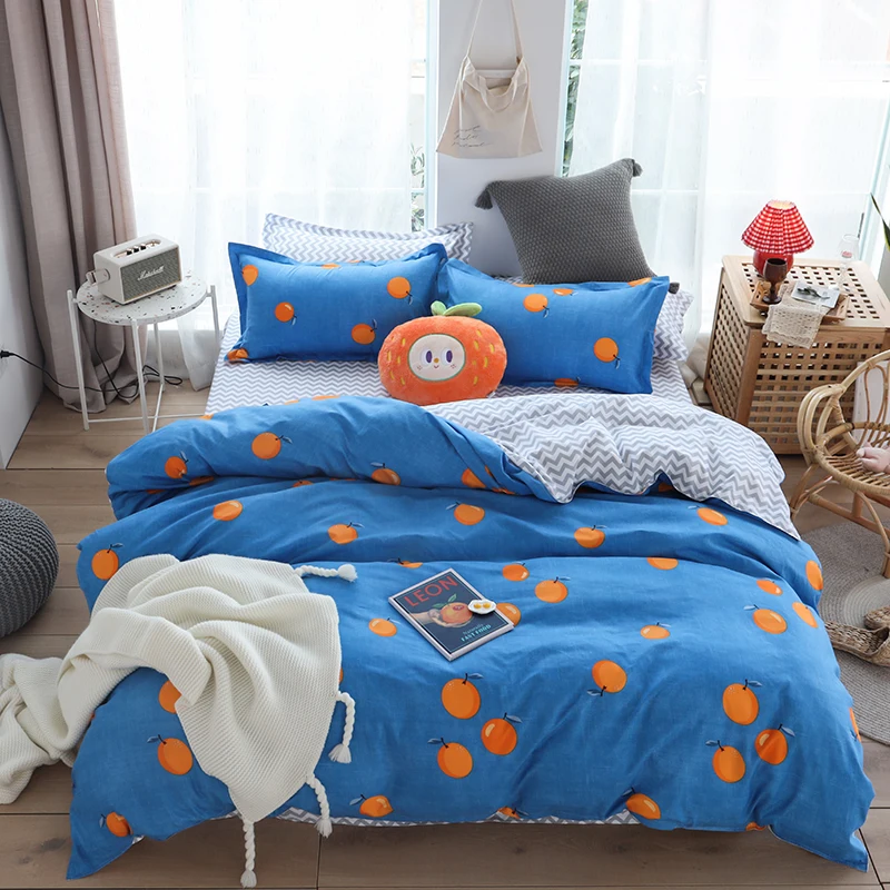 

Lovely Orange Duvet Cover Home Textile Twin King Queen Size Bed Set Bedclothes with Bed Sheet Comforter set Pillow case