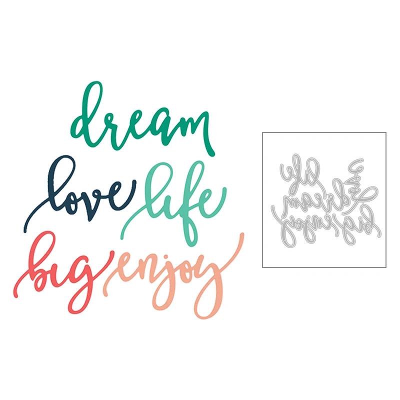 2020 Новый Brg Enjoy Dream and Love Life английское слово для резки металла скрапбукинга