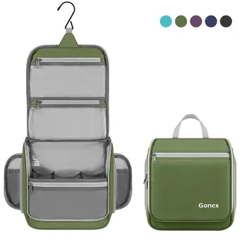 

Gonex Hanging Toiletry Bag Waterproof Travel Organizer for Cylinder Makeup and Toiletries Bag with Built-in Hook Comestic Bags