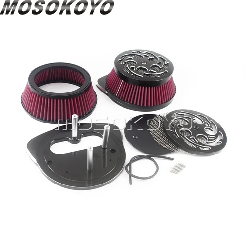 Для Suzuki Boulevard M109RZ M109R2 M109R Boss мотоцикл воздушный фильтр высокого потока Впускной алюминиевый сетчатый очиститель крышка комплект 2006 - Цвет: black