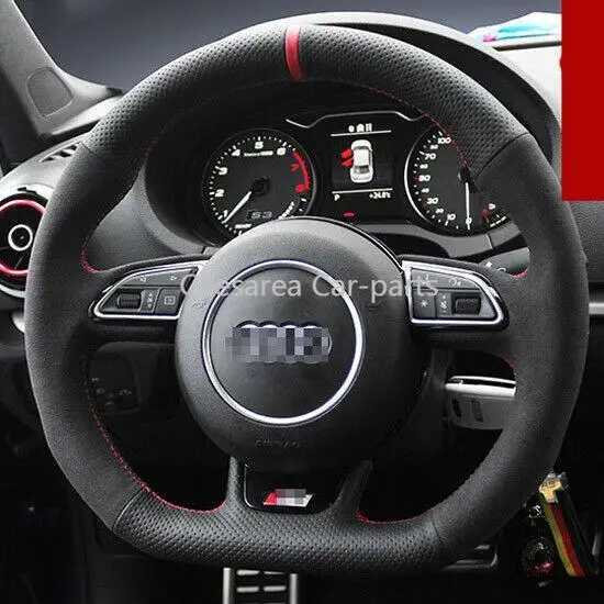 Сшитый вручную черный кожаный чехол на руль автомобиля для Audi S3 | Автомобили и