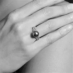 Настоящее S925 Серебряное жемчужное бриллиантовое кольцо для женщин роскошное Bizuteria свадебное Anillos De топаз; драгоценный камень 925 серое