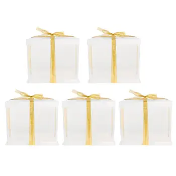 

5Pcs Transparent Birthday Cake Box Cake Packaging Boxes Cake Storage Case