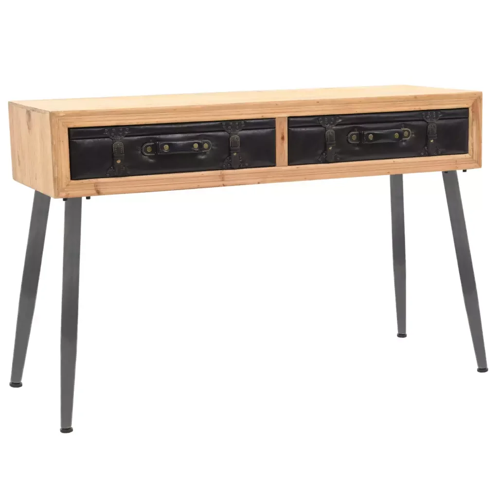 

Modern Stylish Console Table Solid Fir Wood Retro-style 115x41x75.5cm Table Desk with Suitcase-designed Drawer Shelf Storage