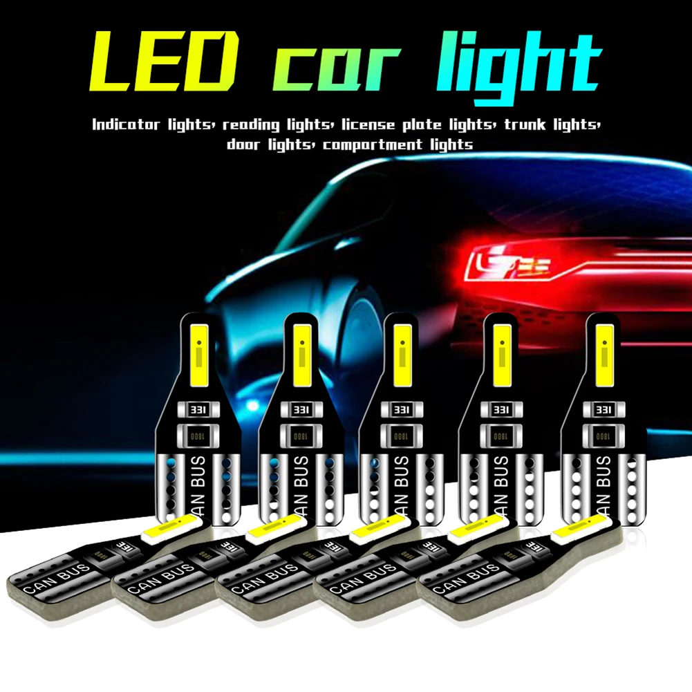 

10pcs LED 501 194 W5W 7020SMD Led Parking Bulb Auto Wedge Clearance Lamp CANBUS Silica Bright White License Light Bulbs