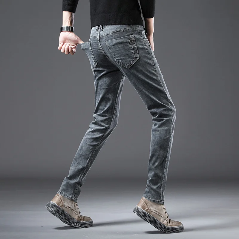 Осенние мужские обтягивающие джинсы Тонкие штаны тонкие Стрейчевые мужские брюки плюс размер мужские джинсы мужские высококачественные мужские узкие брюки