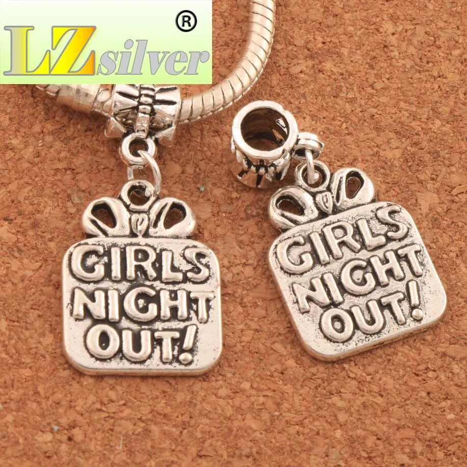 Gift Girls Night Out Metal Big Hole Beads 32.5x16.6mm 80PCS Zinc Alloy Dangle Fit European Charm Bracelets Jewelry DIY B322