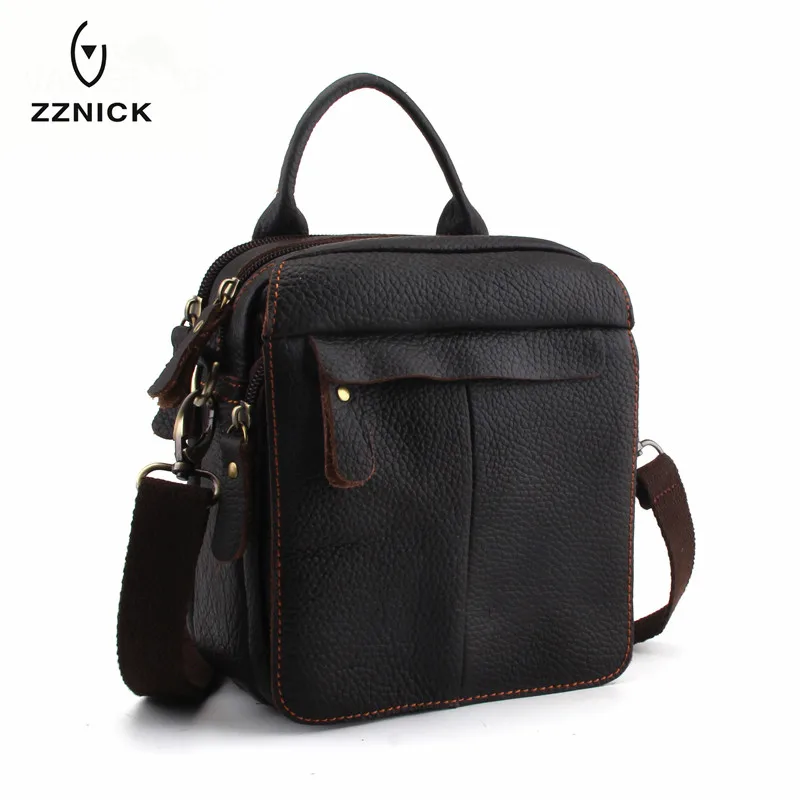 ZZNICK New Design Men Shoulder Bags Genuine Leather Small Handbag Flap
