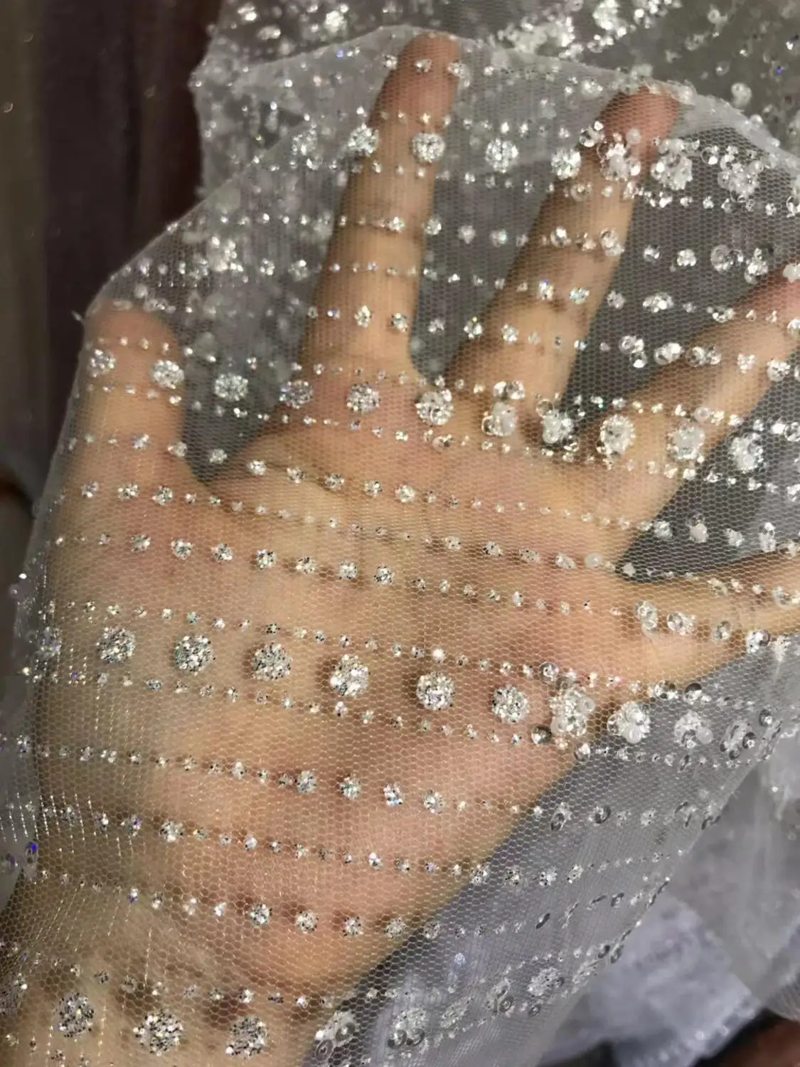 Быстрая kk02#10 ярдов/партия блестящее серебряное в белый горошек Тюлевое кружево для распиловки свадебного платья/вечерние