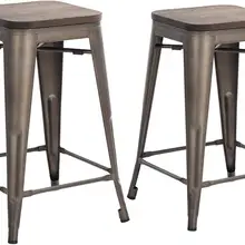 Бронзовые деревянные сиденья 24 дюйма Высота счетчика металлические барные стулья, крытый/Открытый, Штабелируемый