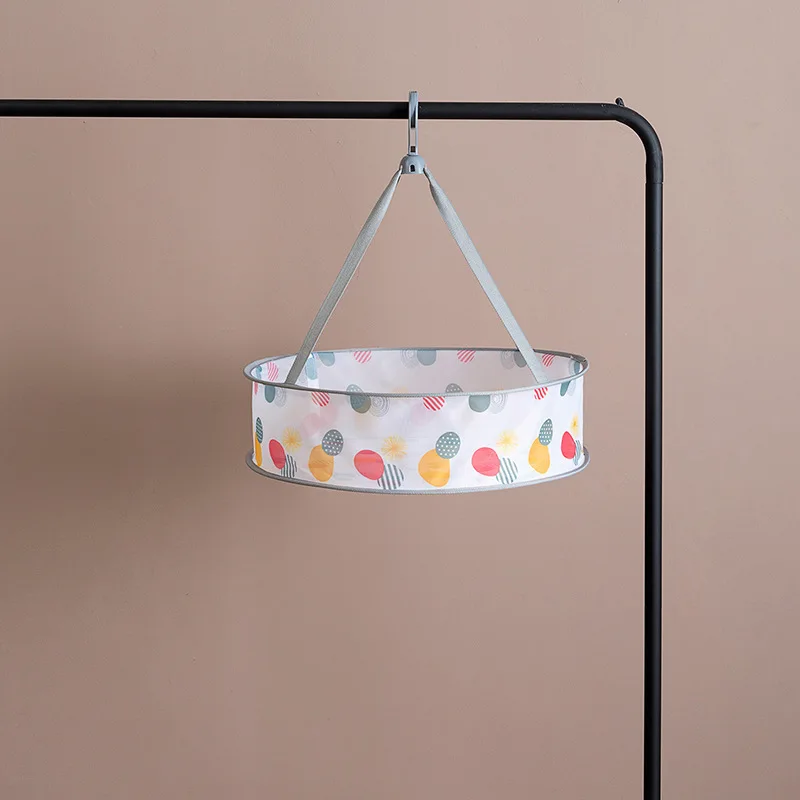 S Size 1 Layer Round Drying Rack Clothes Laundry Basket Underwear Socks Storage Hanger Folding Mesh Bag Single Double Layers Laundry Home Organizer - Color: S Size 1 Layer Round