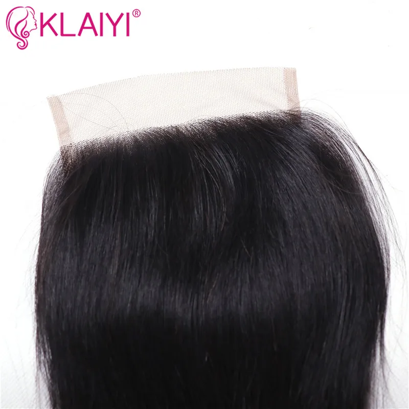 KLAIYI волосы закрытие бразильские прямые кружева закрытие часть Remy человеческие волосы 4x4 дюймов швейцарское кружево 1B/4/27 Топ Закрытие