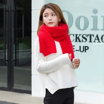 

Korean Version Thickened To Keep Warm Long 45*200cm Women Scarf Solid Color Knitted Shawl Wraps Soft Knit Couple Scarves