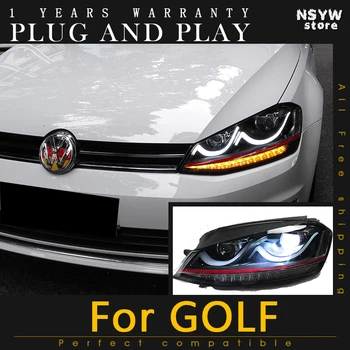 

2PCS Car LED Headlights For VW Golf7 2013-2015 Led Head Lamp Double Xenon Lens Car Accessories Daytime Running Lights Fog Light
