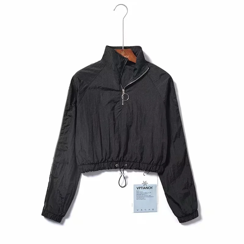 

2019 Autumn Clothing New Style WOMEN'S Dress Europe And America-Style Stand Collar Reflective Stripes Joint Little Jacket Coat