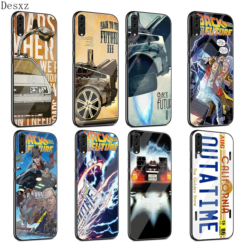 Стеклянный Чехол для мобильного телефона huawei P30 P20 P Smart P10 Y6 7A Y9 Honor 8X9 10 mate 20 Pro Lite Back to the Future Cute