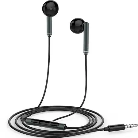 Оригинальные наушники для HUAWEI P7 P8 P9 Lite P10 Plus Honor 6X mate 7 8 9 AM116 3,5 мм Металлические Наушники с микрофоном и регулятором громкости r35 - Цвет: black