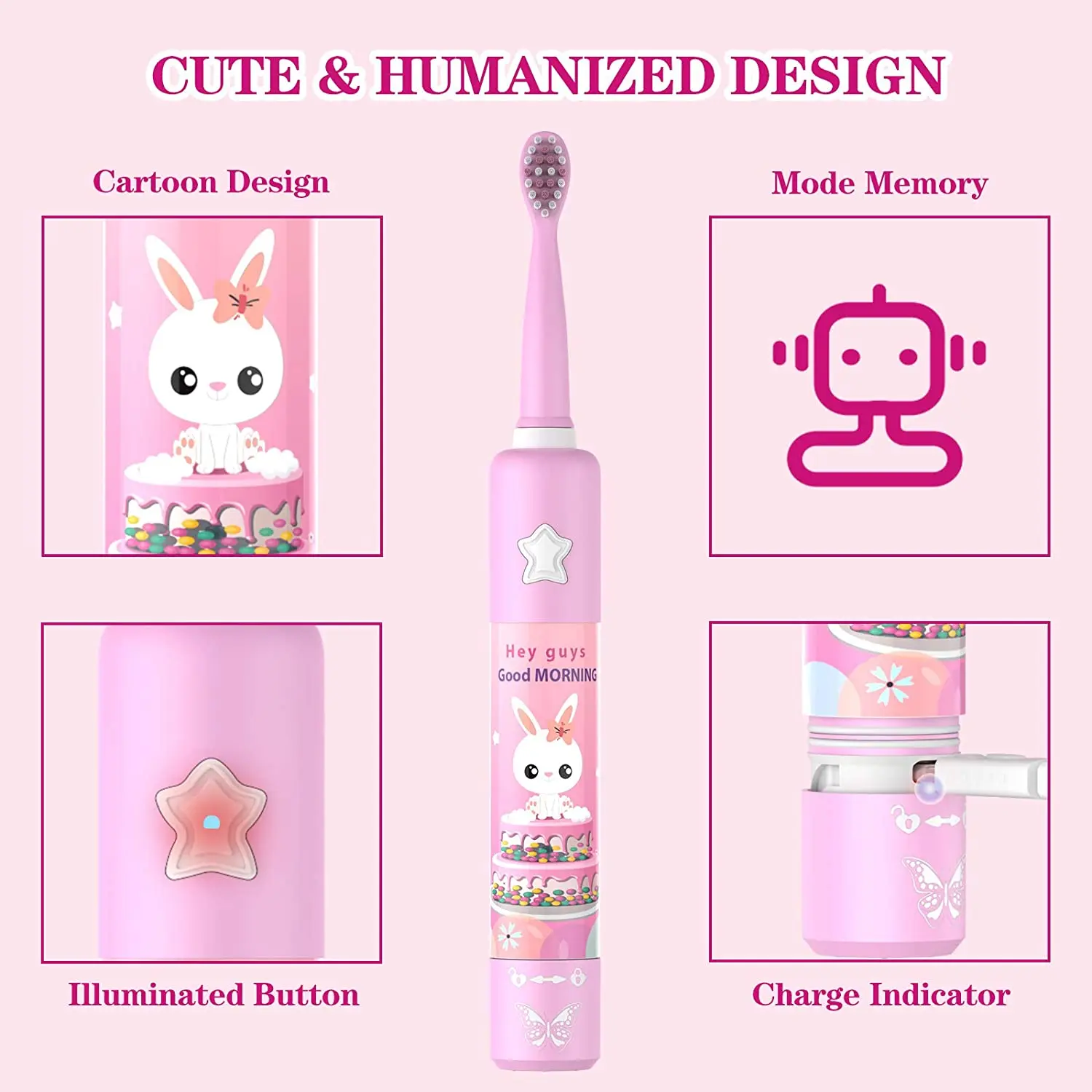 Children Electric Toothbrush Cartoon Pattern Automatic Musical Kids Music USB Charging Children Electric Toothbrush for Kids