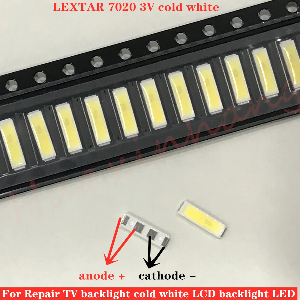 200PCS/Lot Original For Lextar SMD LED 7020 3V 0.5W 50LM Backlight bead Cool White For LCD TV Backlight High quality