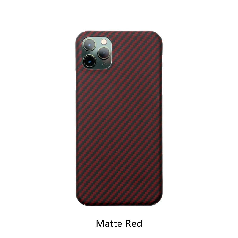 Для iPhone 11 Pro Max чехол Роскошный тонкий жесткий настоящий матовый карбоновый противоударный армированный чехол для телефона для iPhone 11 задняя крышка - Цвет: Matte Red
