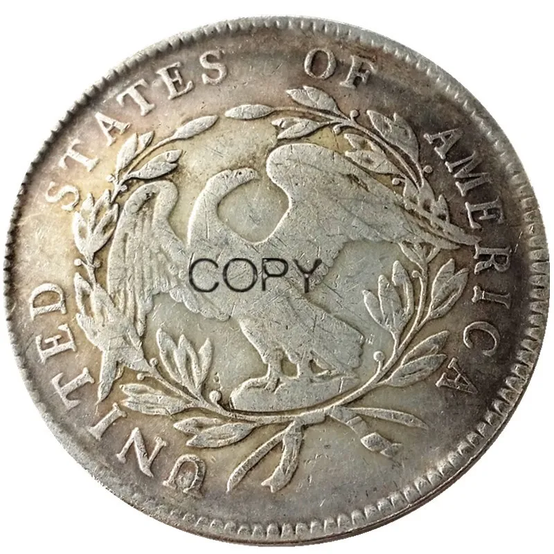 Соединенные Штаты Монеты 1794 распущенные волосы латунь с серебряным покрытием доллар с надписью по краям копия монеты