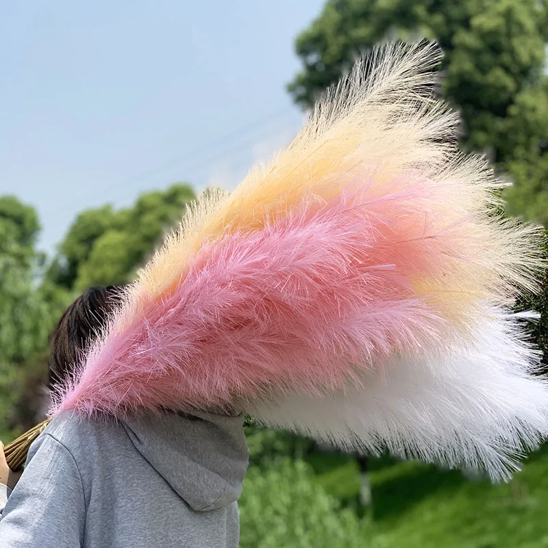 1Pcs 120cm Artificial Reed Flower Bouquet Plume Pampas Grass Dried Flowers For Home Room Decor Wedding Birthday Party Supplies