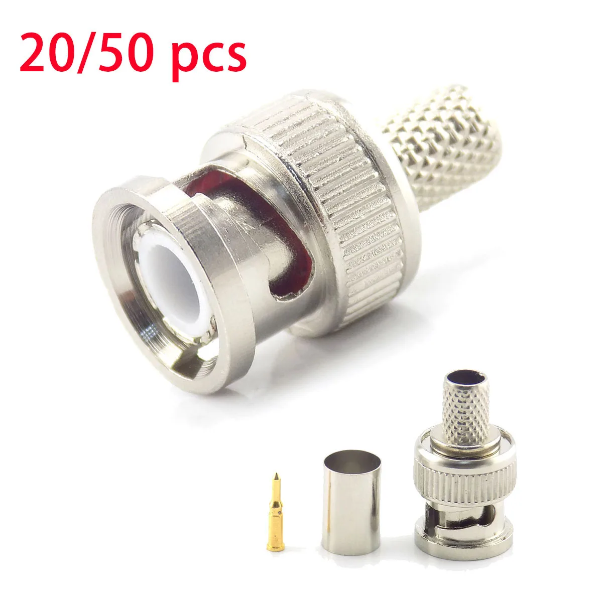 

20/50Pcs 3 In 1 CCTV Camera Coupler Crimp Connector Bnc Male Connector To Coax Rg59 Connector Cable Accessories K09