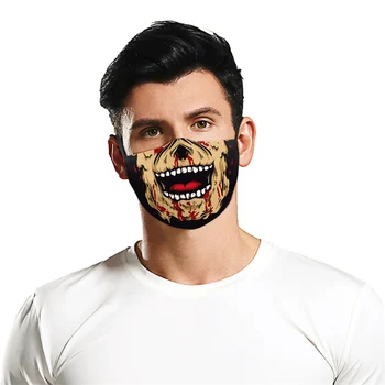

Elifemis Smiling Skeleton Printing Mouth Mask Washable Fabric Half Face Masks Reusable with Adjustable Ear loop Dust Protective