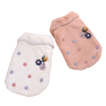 

Cute Pet Dog Soft Warm Coat floral Dot Puppy Plush cotton Clothes