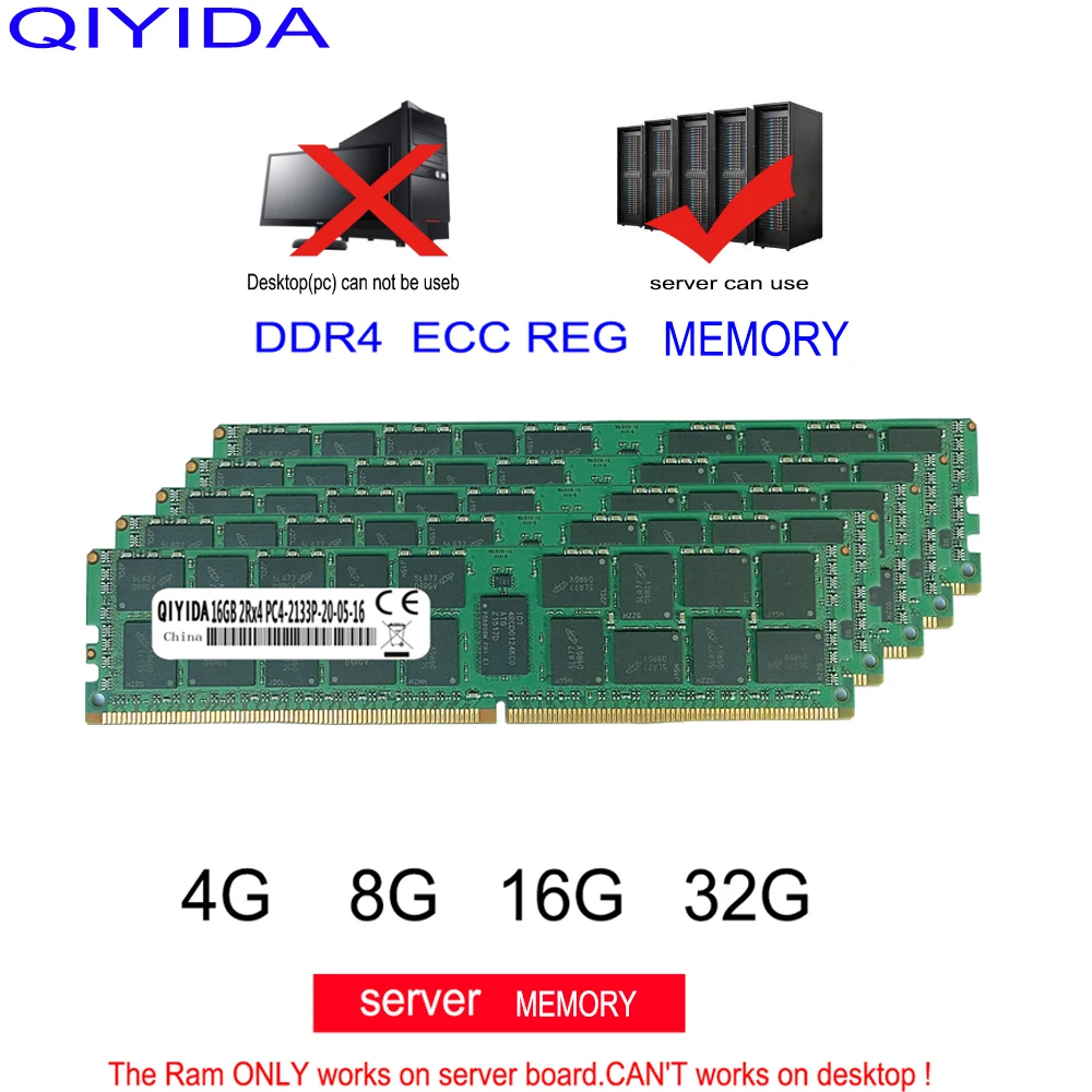 DDR4 RAM 8GB 4GB 16GB PC4 2133MHz 2400MHz 2600MHZ 2400T 2133P ECC REG Server Memory