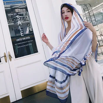

Winter Rushed Hijab 2020 New Large Silk Scarf Geometric Printing Autumn Tourism Sun For Shawl Fashion Women Beach Towel