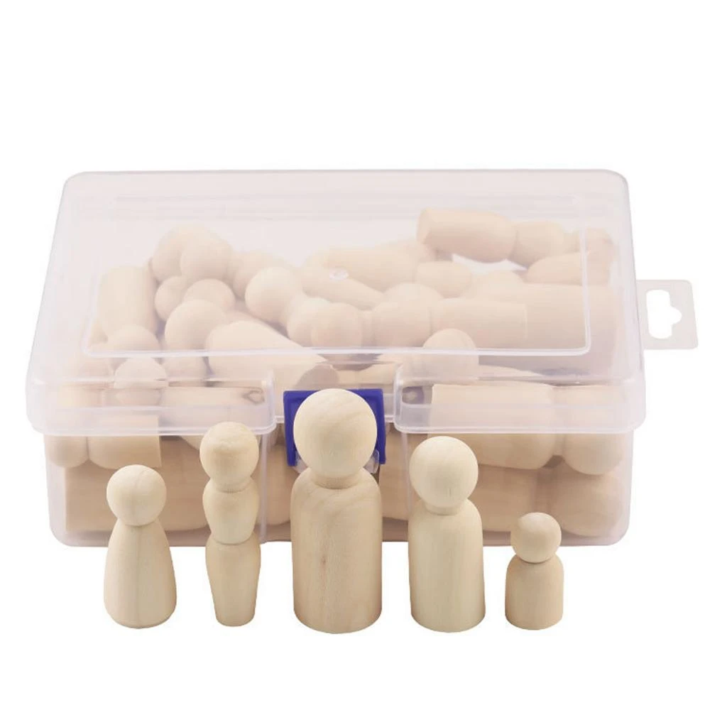 unpainted wooden peg dolls