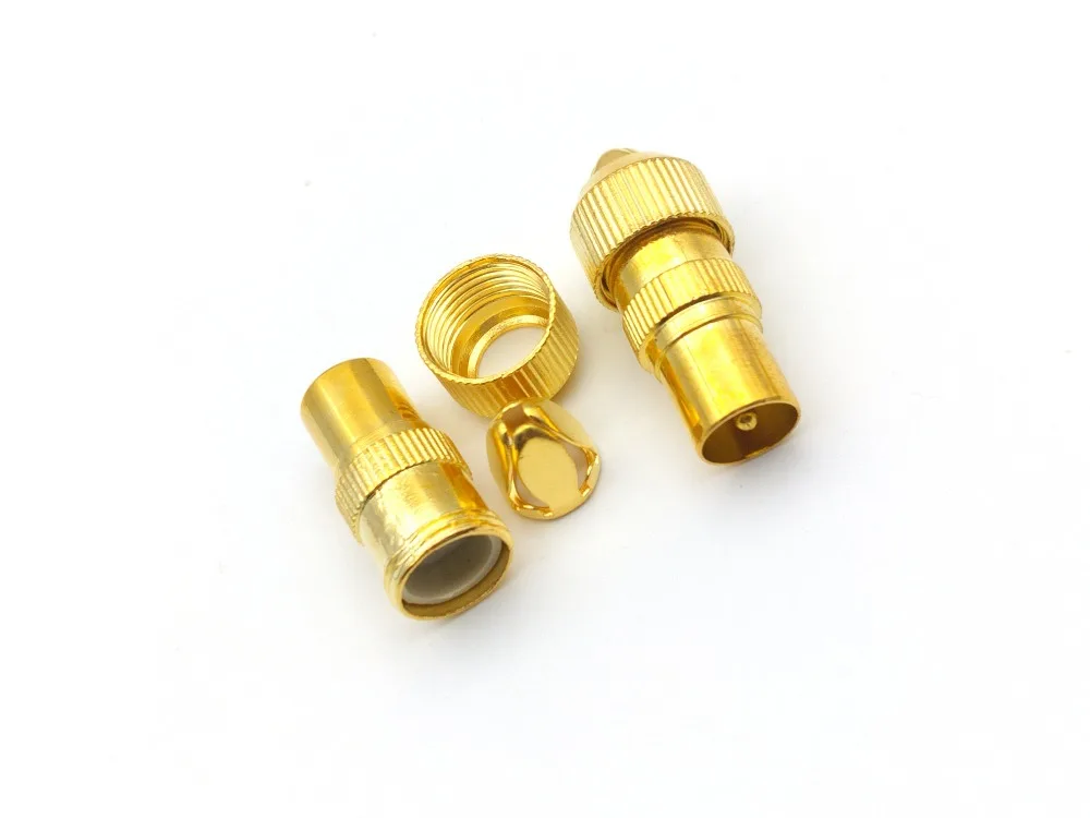 100pcs Gold Plated TV Male Aerial Connector RF Coax Cable Plug Freeview Coaxial New