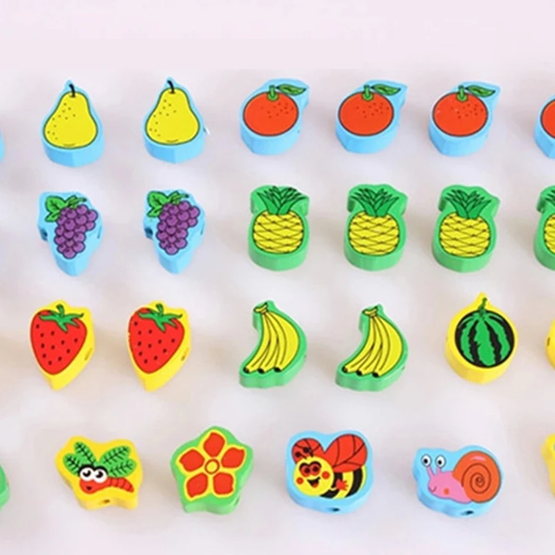 Детские деревянные бусины игрушки DIY фруктовое дерево доска фрукты шнуровка нанизывание BeadsToy дети нитка Бисер для игр Монтессори игрушки