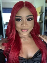 Remyblue-pelucas de cabello humano con encaje frontal 13x1, 99J, cabello humano malayo liso, Remy, prearrancado, 28 pulgadas