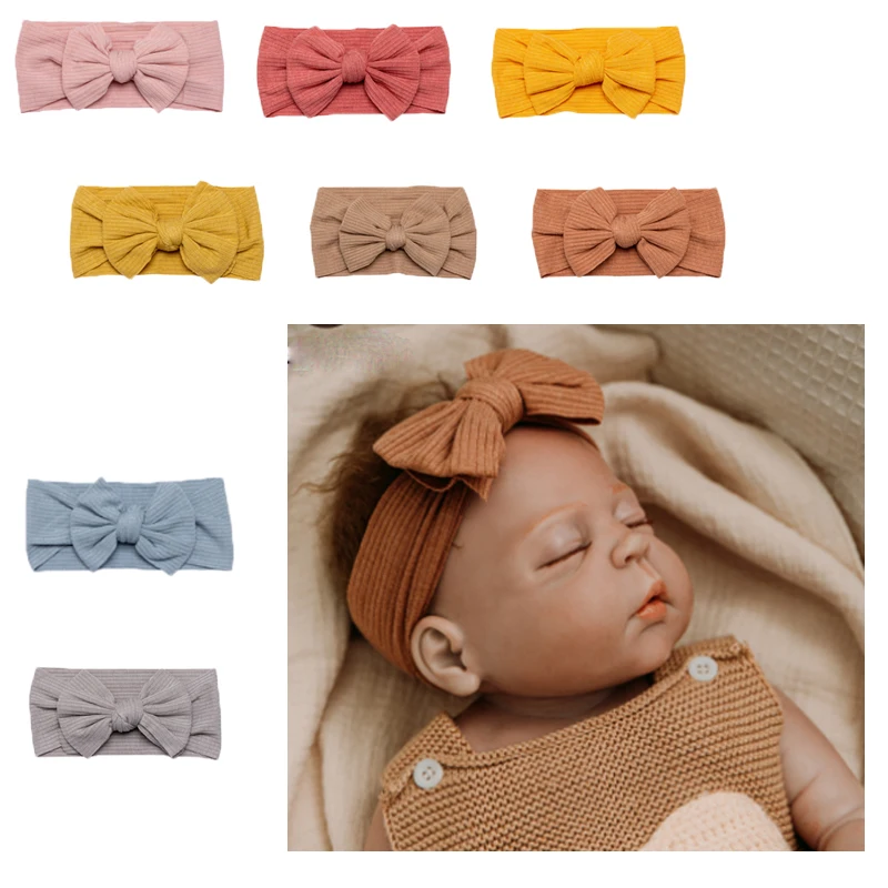 Let's make Baby Headband Cotton Girls Hair Accessories Rabbit Ear Turban Bow Elastic Hairband Baby Princess Christmas Day Gifts
