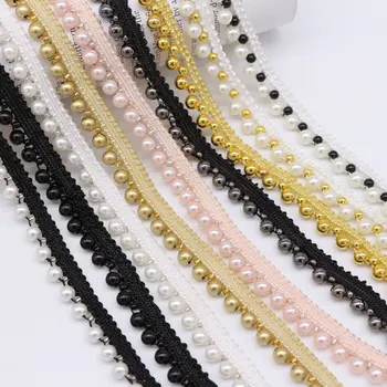 

Savica 10y/lot Multi Style Pearls Beads Lace Trim Tape Fabric Ribbon DIY Collar Sewing Crafts Garment Decor Materials LX646