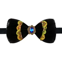 Мужской модный мужской галстук-бабочка с перьями, мужской и женский наряд, британский жених, свадьба