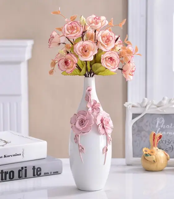 Europe Gilt Frosted Porcelain Vase Vintage Advanced Ceramic Flower Vase For Room Study Hallway Home Wedding Decor D