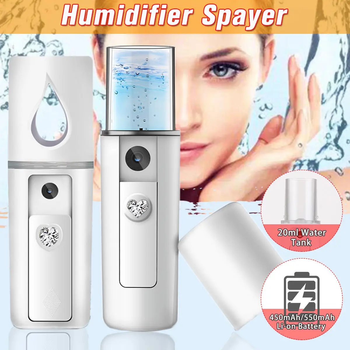 

Handheld Face Steamer Portable Nano Facial Steamer Vaporizer Humidifier Mist Atomization Moisturizing Sprayer USB Charging