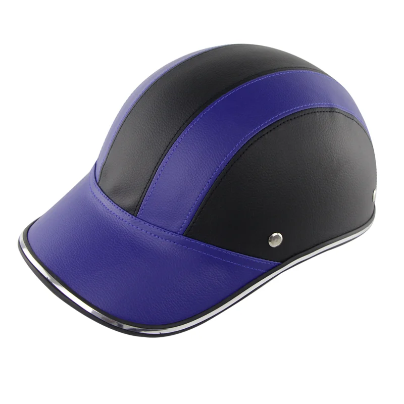 Мотоциклетный шлем PU casco кожаный kask мотоцикл с открытой половиной лица шлемы Велосипедный скутер шлем бейсбольная кепка защитный шлем - Цвет: purple
