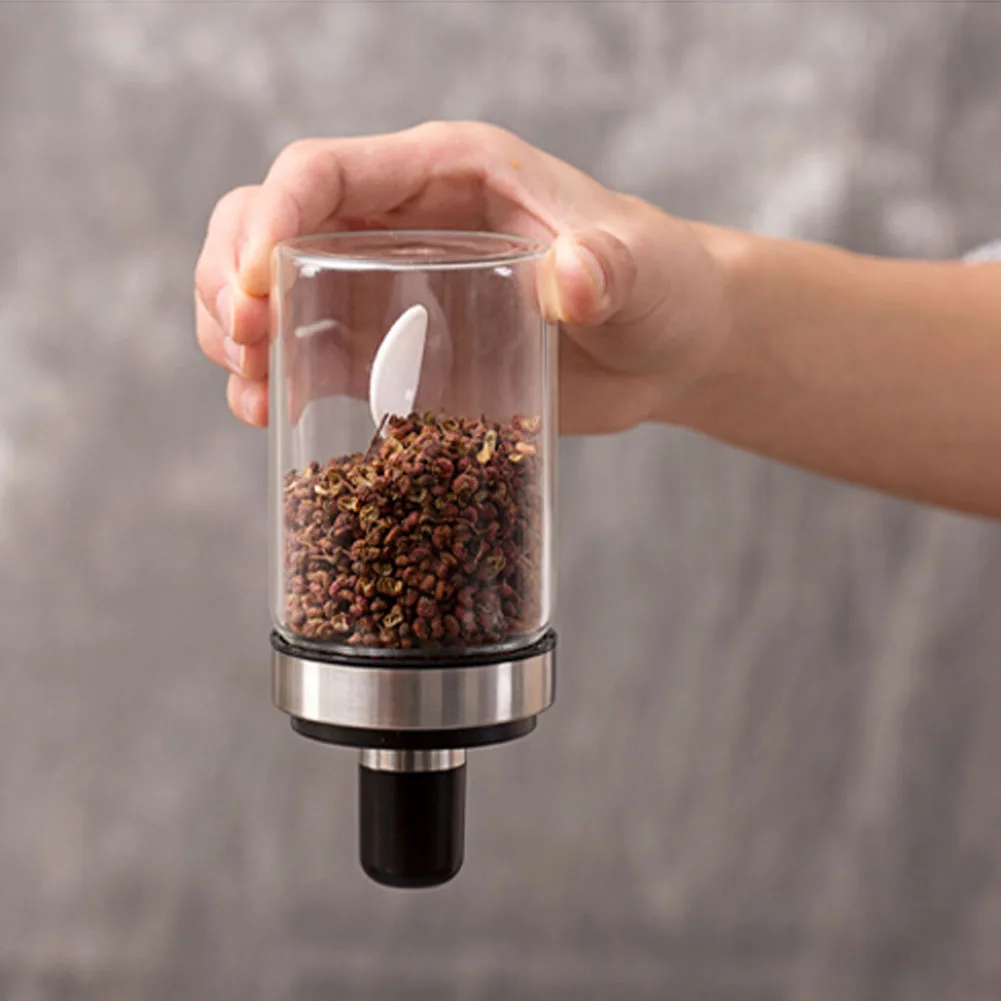 Glass Spice Pots Dustproof Household Seasoning Jar Condiment Container With Spoon Lid Sealed Storage Bottle Kitchen Transparent
