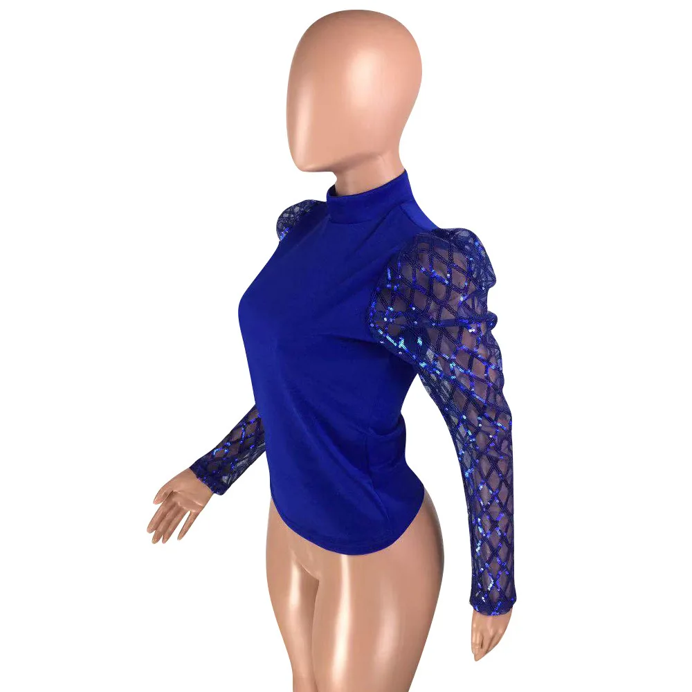 Echoine, прозрачная сетчатая блузка с пышными рукавами, рубашка с длинным рукавом, осенняя блузка, топы, элегантная винтажная рубашка, водолазка, женские блузки