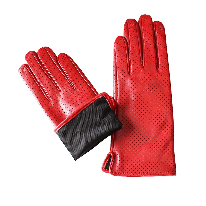 Summer Driving Women's Sheepskin Leather Gloves With Thin Silk Lining Sun Protection and Anti Slip Motorcycle Riding Gloves
