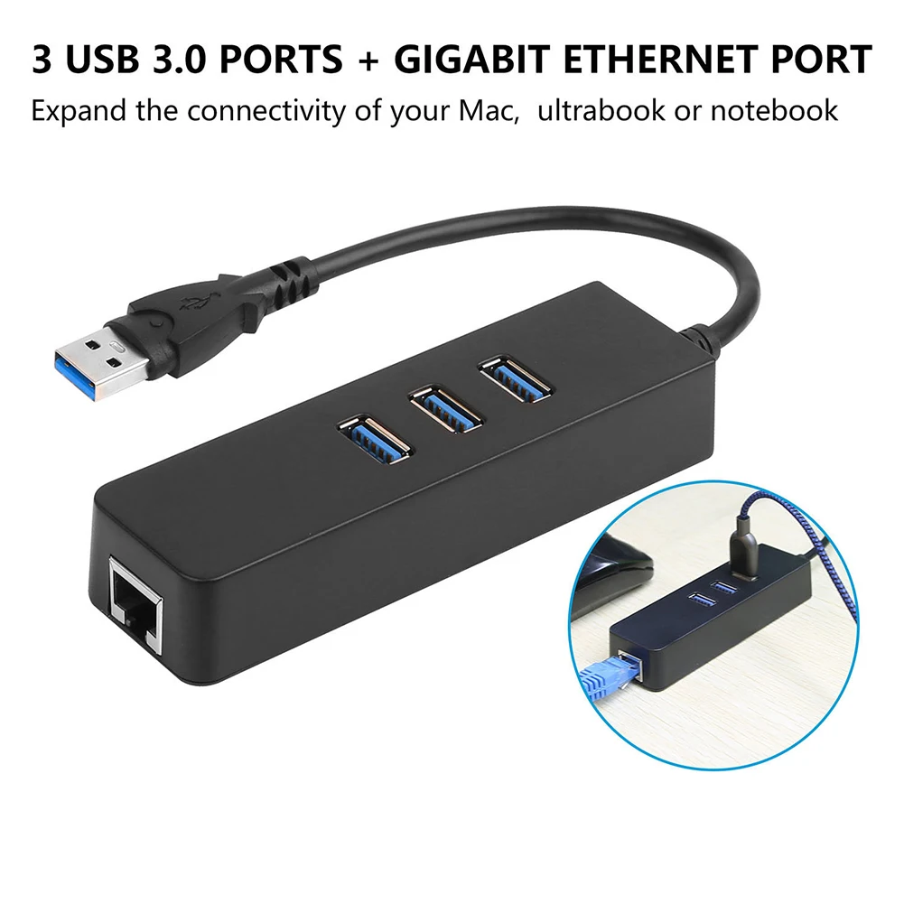 Компьютер 1000 Мбит/с 3 порта USB 0 Gigabit Ethernet LAN Rj45 сетевой адаптер концентратор