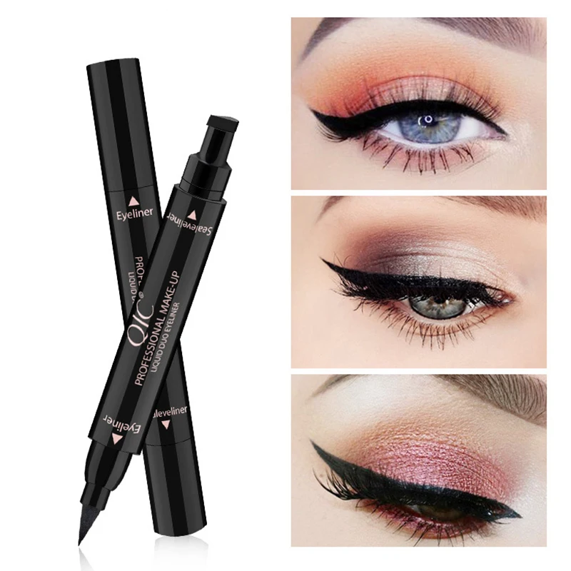 Owosc 1Pc Eyeliner Stempel Vloeibare Eyeliner Potlood Double Headed Make Postzegels Seal Pen Eyeliner Potlood Langdurige Waterdichte